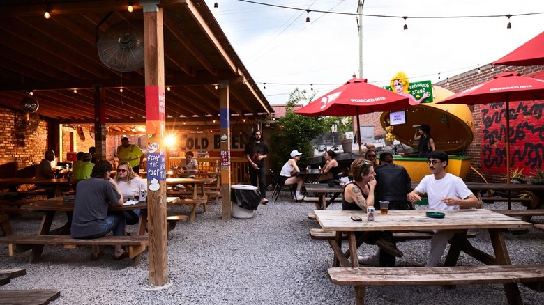 outdoor dining and drinking at dino's