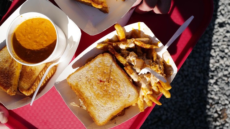 food from dino's on tray