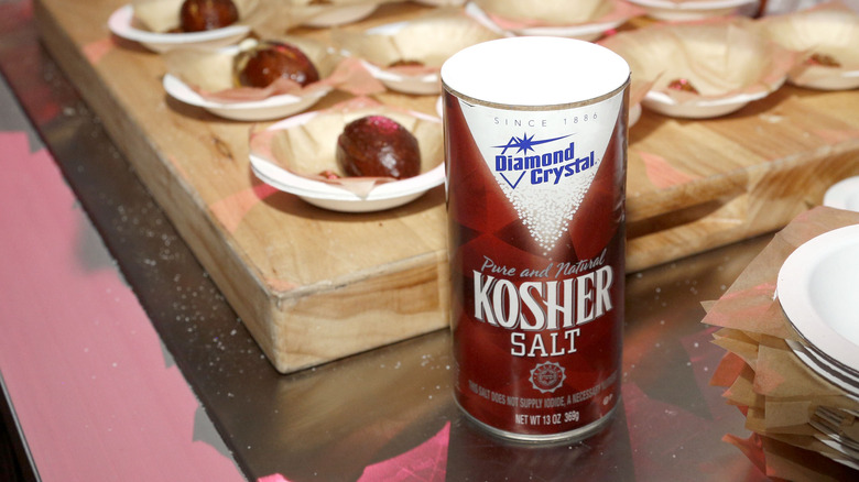 diamond crystal kosher salt sitting on table