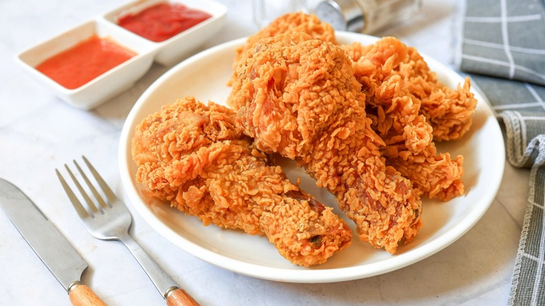 golden fried chicken on a platter