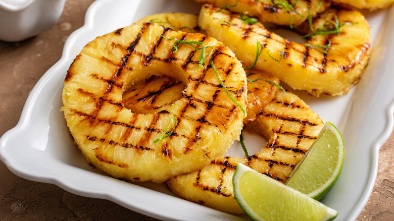 grilled pineapple on a platter