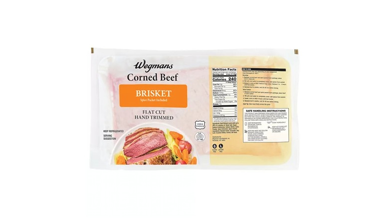 clear package of wegmans corned beef brisket