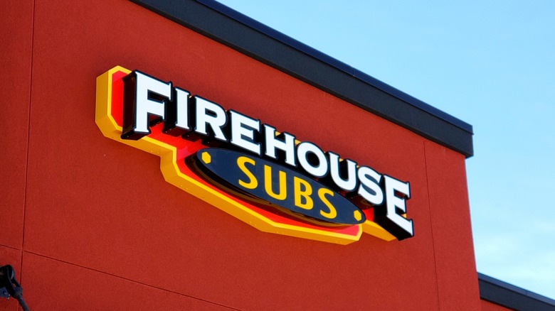 Firehouse Subs exterior sign on red facade