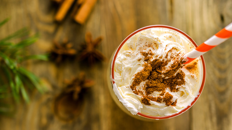 Egg cream with a straw