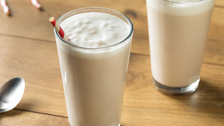 Glass of chocolate egg cream