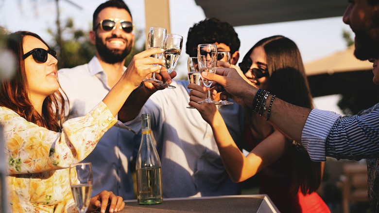 Friends toasting with bubbly wine