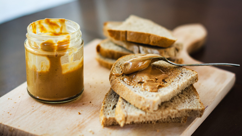 Making peanut butter sandwiches