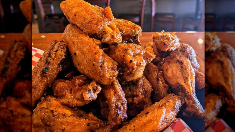 A pile of fried chicken wings from Music City Hot Chicken