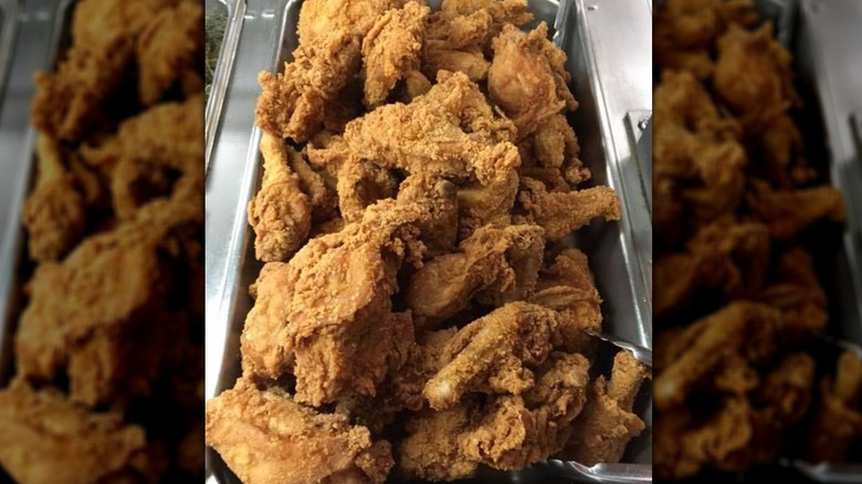 A tray of Mr. D's fried chicken