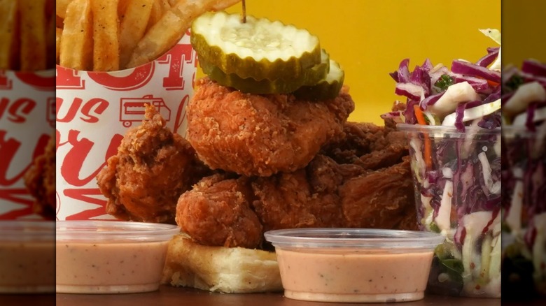 Fried chicken tenders, sides and fries from KūKri