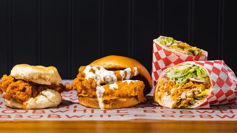 A trio of fried chicken menu items from Bobwhite Counter
