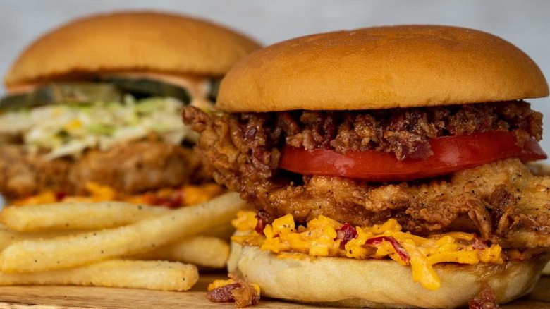 Two fried chicken sandwiches from Boxcar Betty's