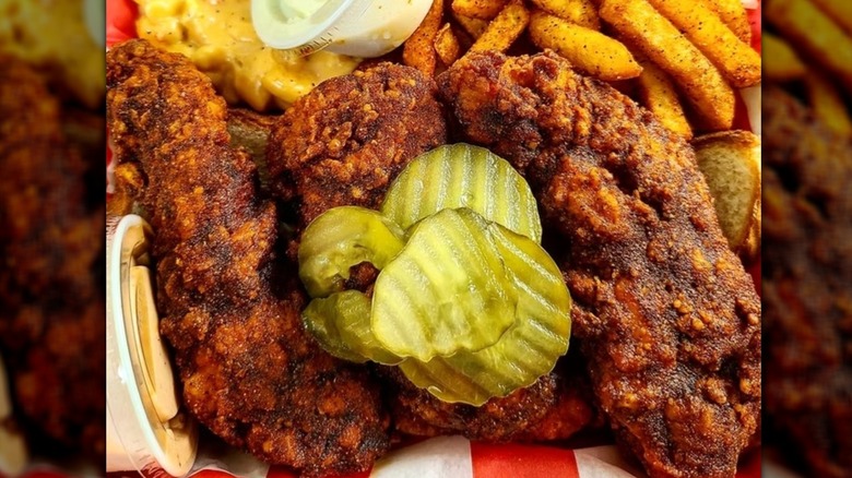 A fried chicken meal from Red's 615 Kitchen