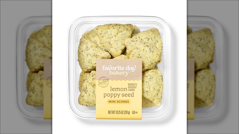 plastic package of target's lemon poppy seed mini scones