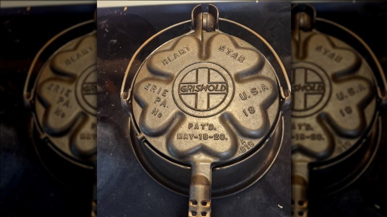 A heart and star waffle iron from Griswold