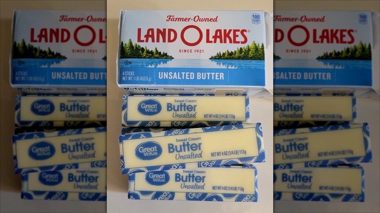 box of land o'lakes butter filled with great value butter quarters
