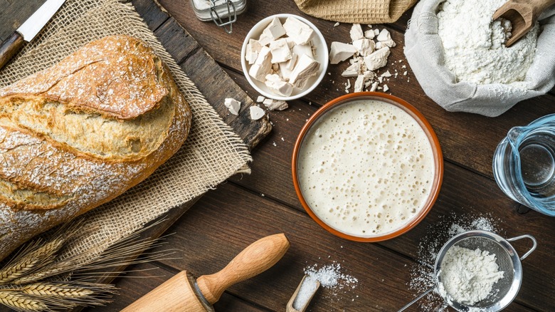 ingredients for baking sourdough bread