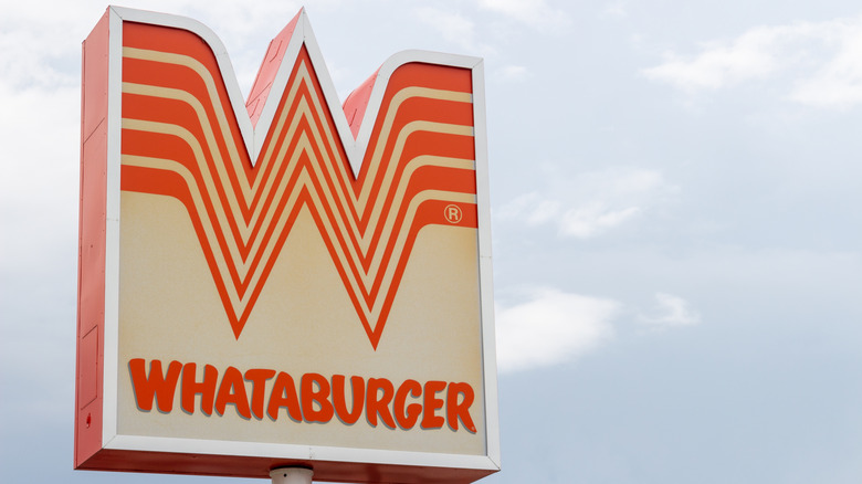Exterior sign for Texas Whataburger restaurant.