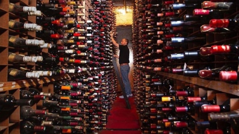 bern's wine cellar with bottles
