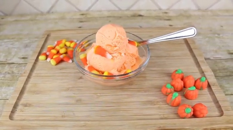 candy corn ice cream with candies