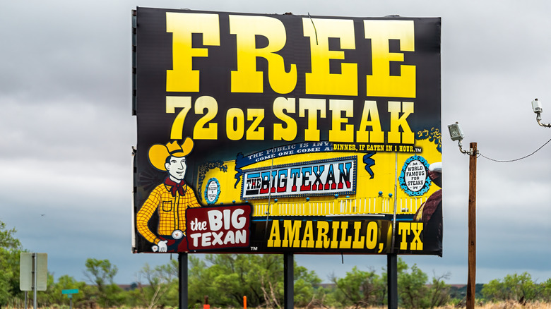 outside billboard advertising The Big Texan