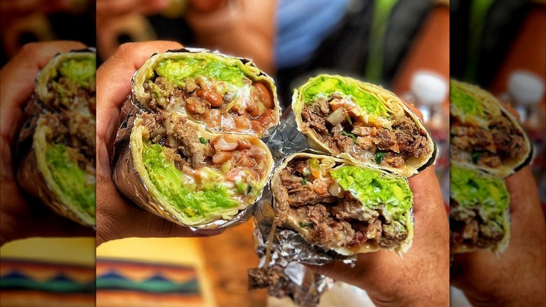 split meat burritos from la taqueria
