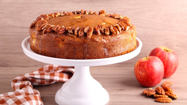 cider cake with apples and pecans