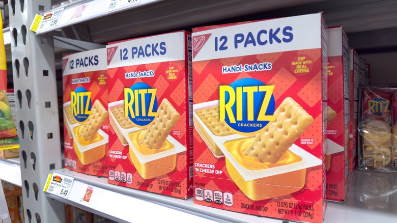 ritz handi snacks on grocery store shelf