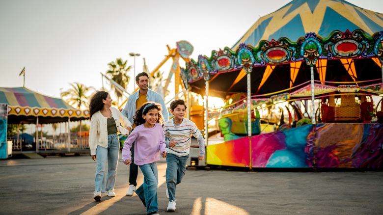 family at an amusement park
