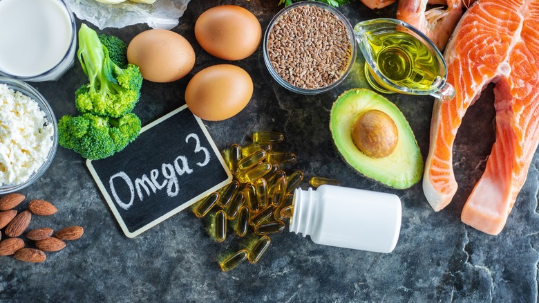 flat lay showcasing foods with omega-3
