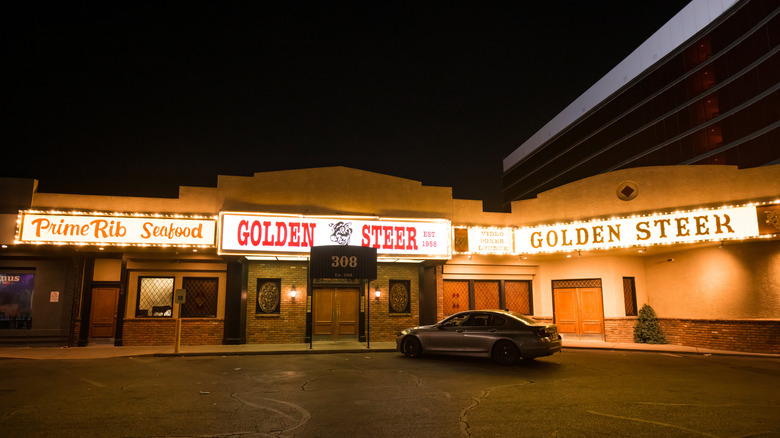 outside the Golden Steer steakhouse in Vegas