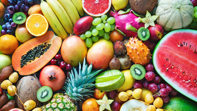 Variety of tropical fruits.
