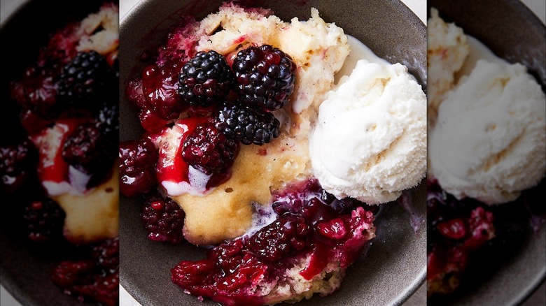 mixed berry slump with ice cream