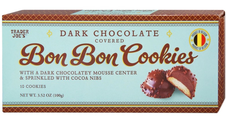 blue box of chocolate bonbon cookies