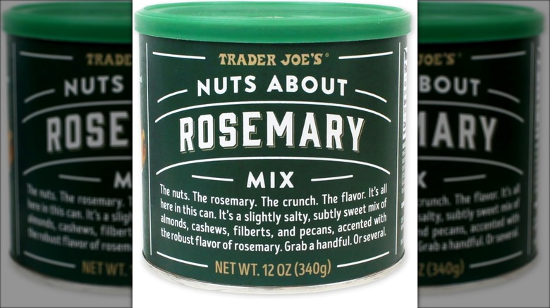 green tin of rosemary nut mix