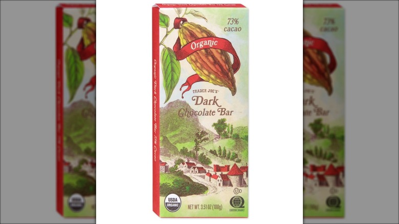 chocolate bar with pastoral scene on wrapper