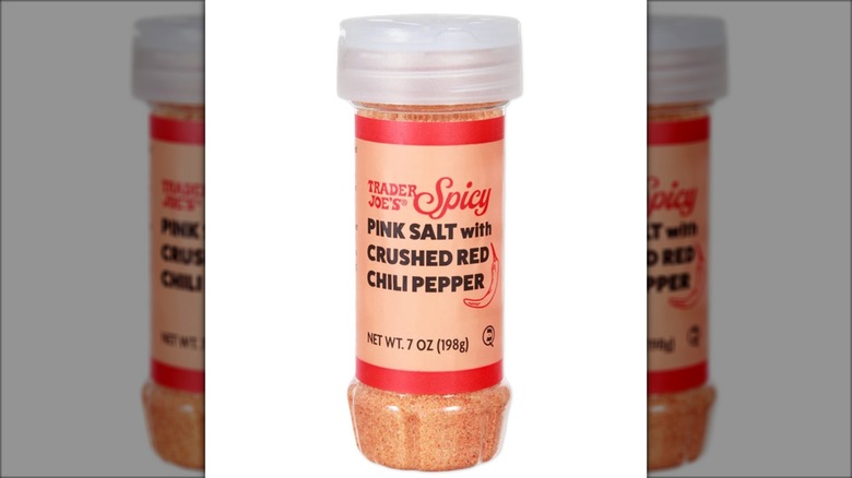 clear shaker of pink salt with pink label