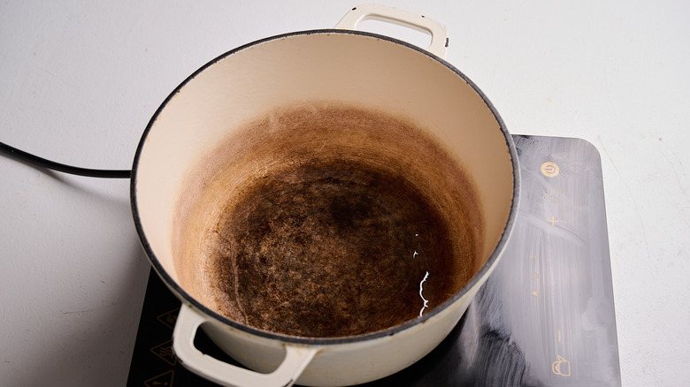 Heating oil in a pot