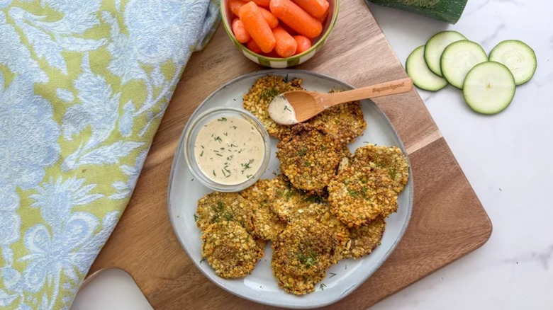 air fried zucchini on platter