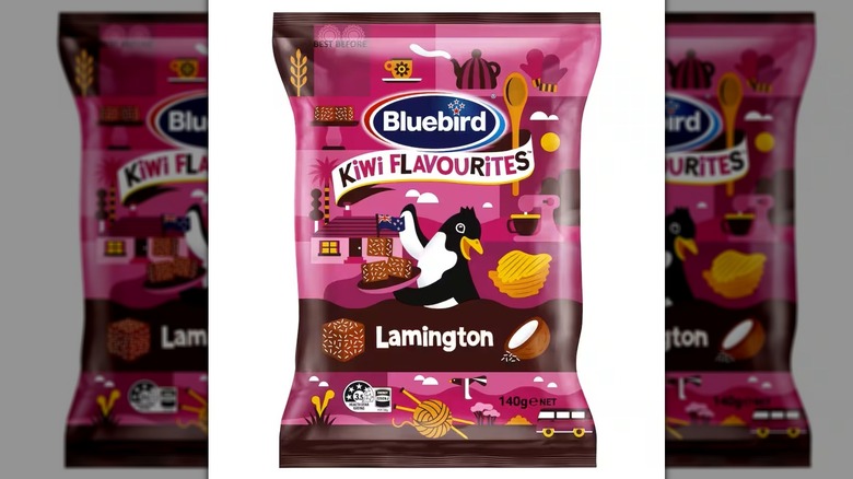 A pack of Bluebird Kiwi Favourites Lamington potato chips