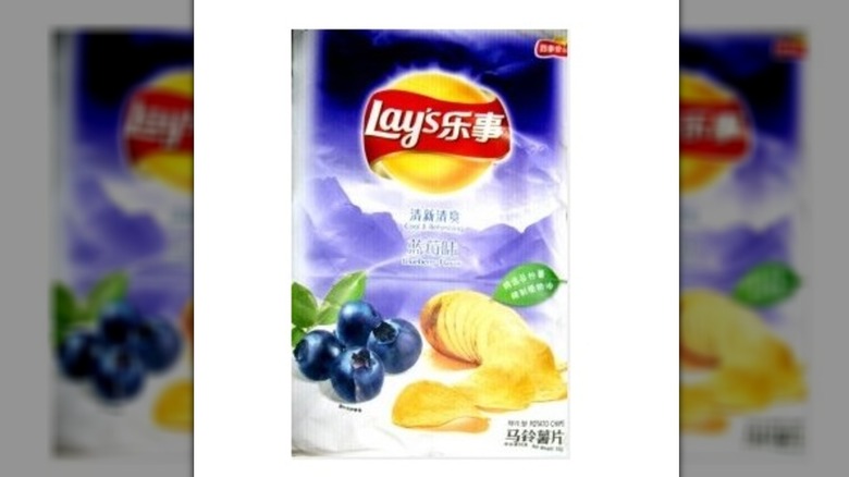A pack of Lay's Blueberry potato chips