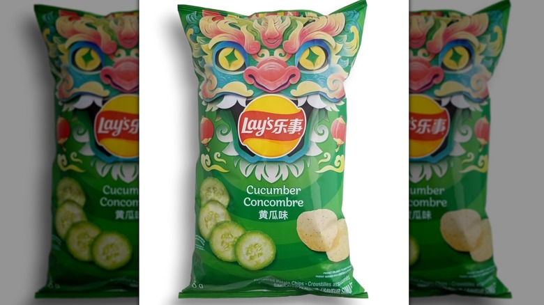 A pack of Lay's Cucumber flavored potato chips