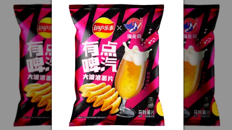 A pack of Lay's White peach & beer potato chips