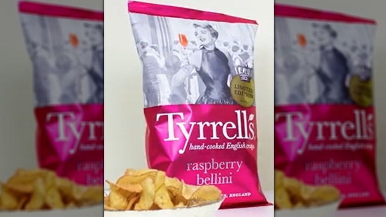 A pack of Tyrrells Raspberry Bellini potato chips