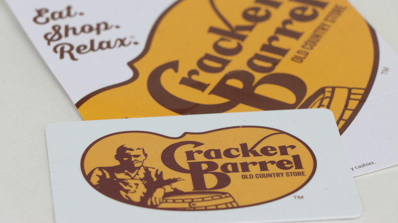 Closeup of Cracker Barrel menu with logo