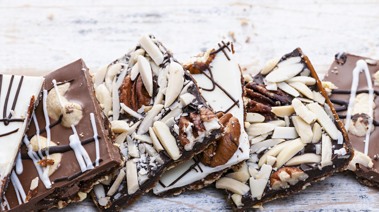 a variety of chocolate bark squares