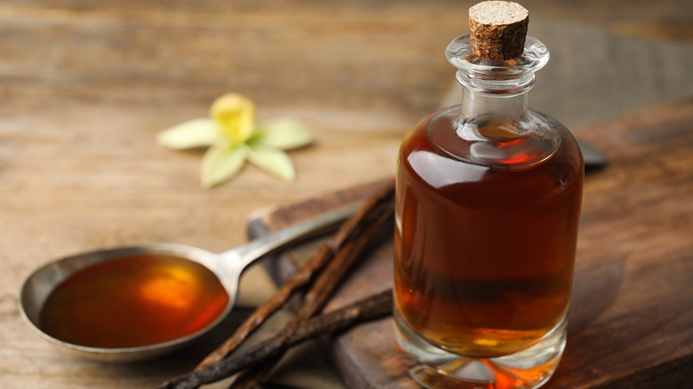 Homemade vanilla extract with beans