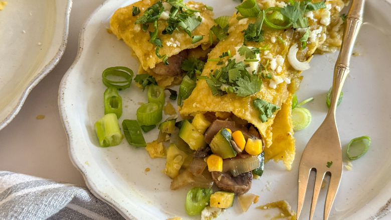 veggie enchiladas verdes on plate