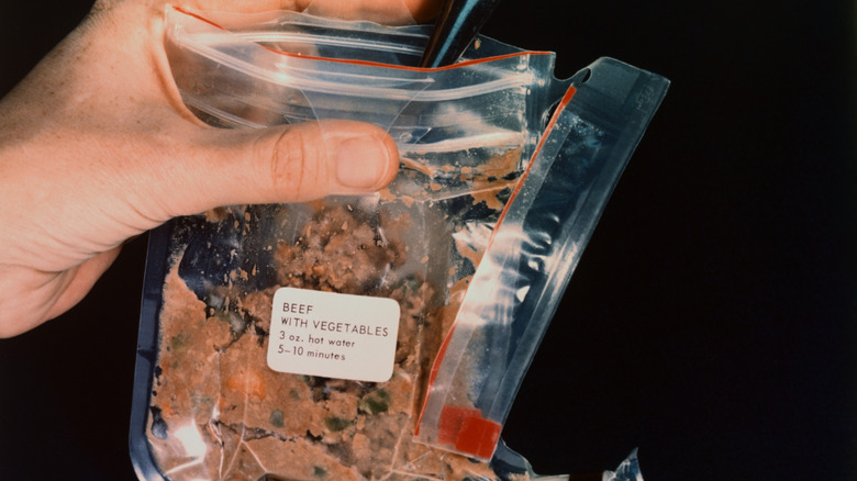 A pack of beef and vegetables from the lunar space mission