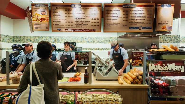 customer places order at jersey mike's restaurant